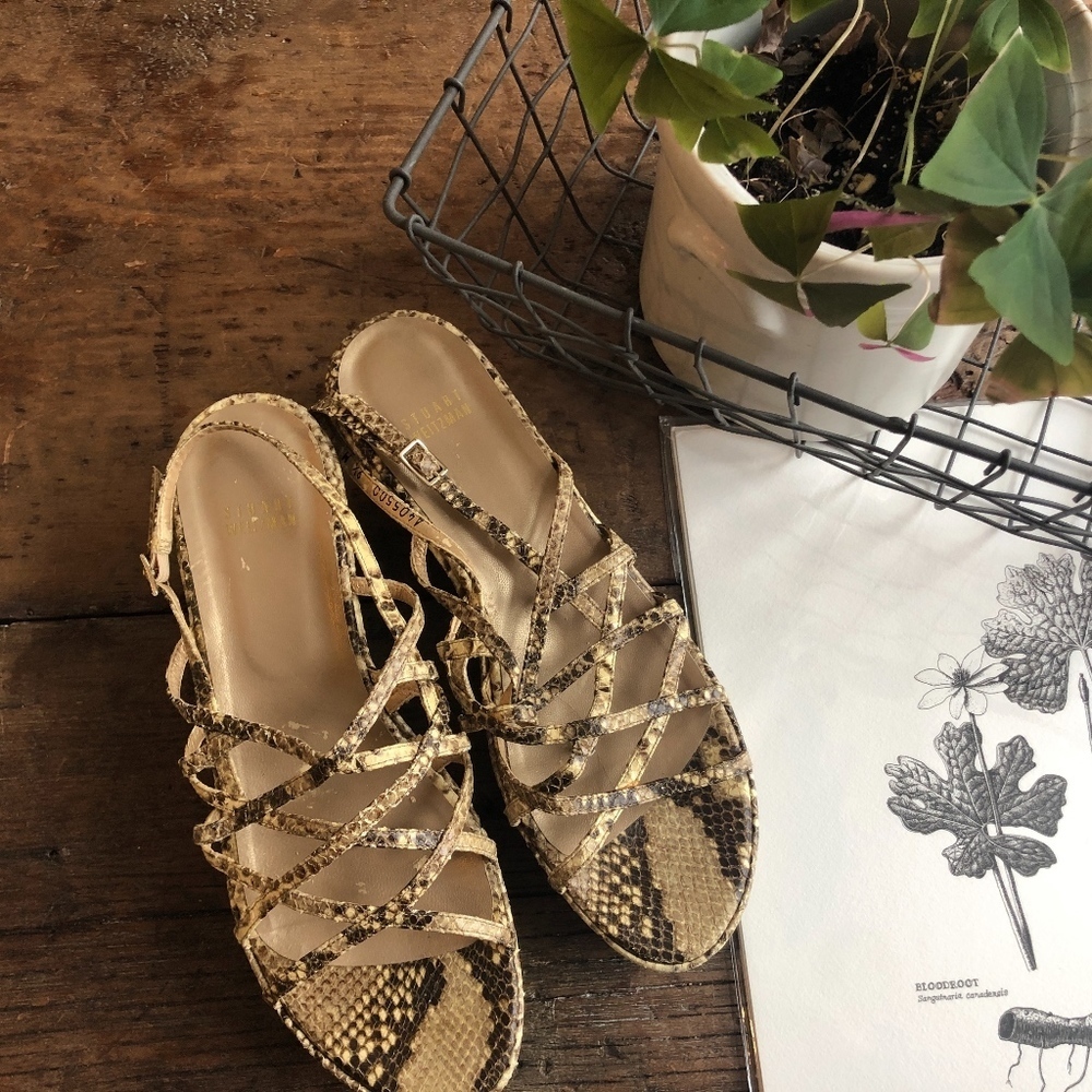 Stuart Weitzman Snakeskin Platform Sandals 9.5M